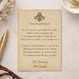 Tarjetas de agradecimiento por pésame con poema vi