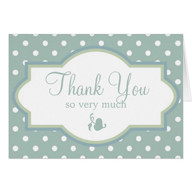 Tarjetas de agradecimiento por puntos de polka azu (Anverso (Horizontal))