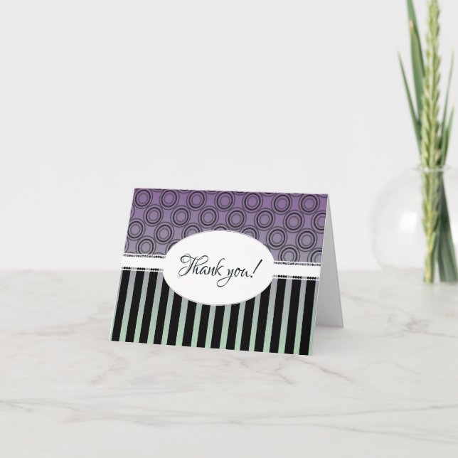 Tarjetas de agradecimiento Posh Purple and Green (Anverso)