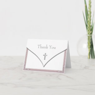 Tarjetas de agradecimiento Pretty Pink Cross
