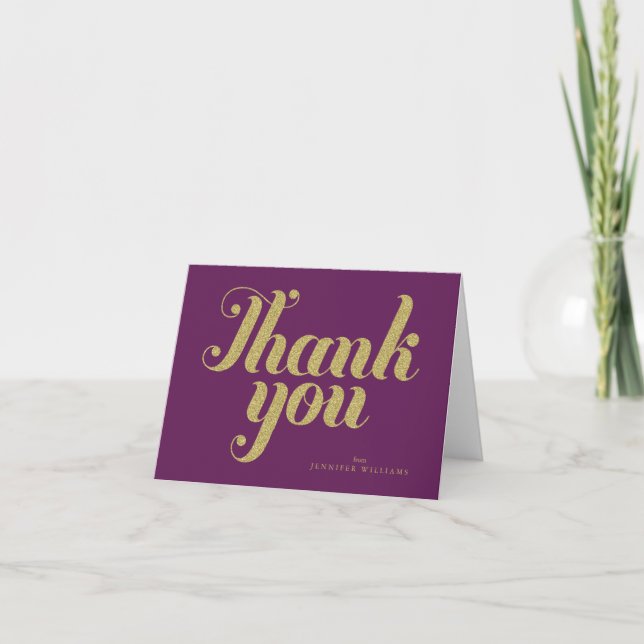 Tarjetas de agradecimiento Purple Chic con brillo  (Anverso)