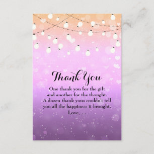 Tarjetas de agradecimiento Purple String Lights Sp