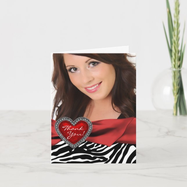 Tarjetas de agradecimiento Red Heart Photo Zebra (Anverso)