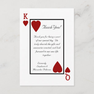 Tarjetas de agradecimiento Rey/Reina de Cartas de 