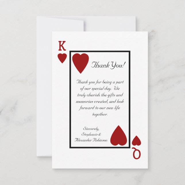 Tarjetas de agradecimiento Rey/Reina de Cartas de  (Anverso)