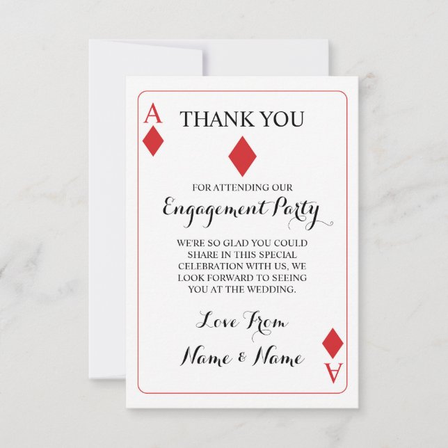 Tarjetas de agradecimiento rojas de juego As de Di (Anverso)