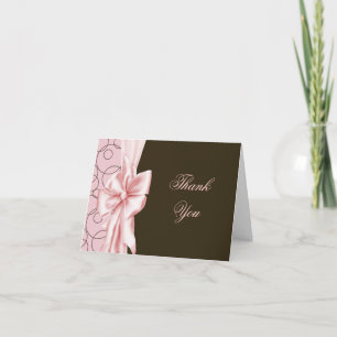 Tarjetas de agradecimiento rosadas marrones con la