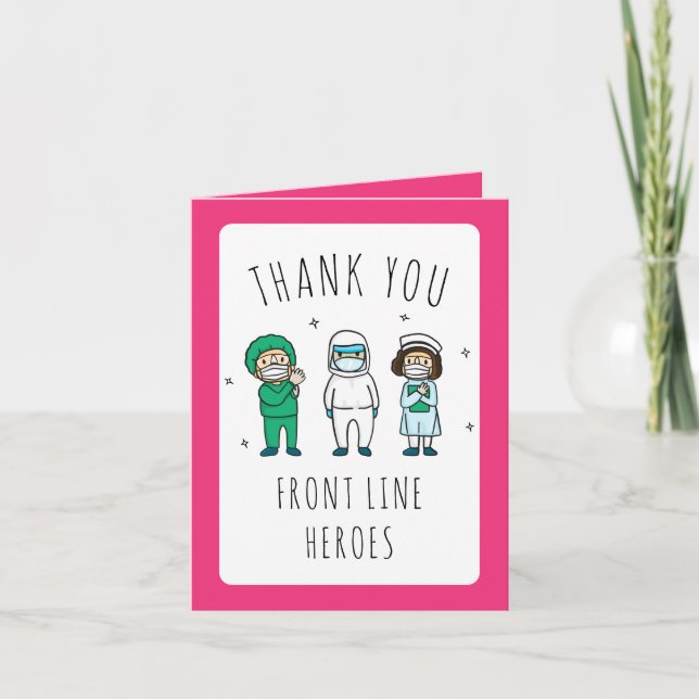 Tarjetas de agradecimiento rosas para héroes de pr (Anverso)