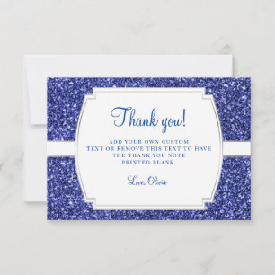 Tarjetas de agradecimiento Royal Blue Glitter