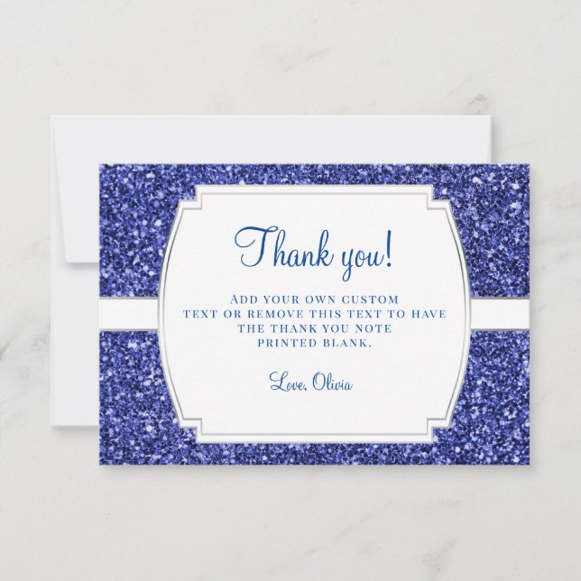 Tarjetas de agradecimiento Royal Blue Glitter (Anverso)