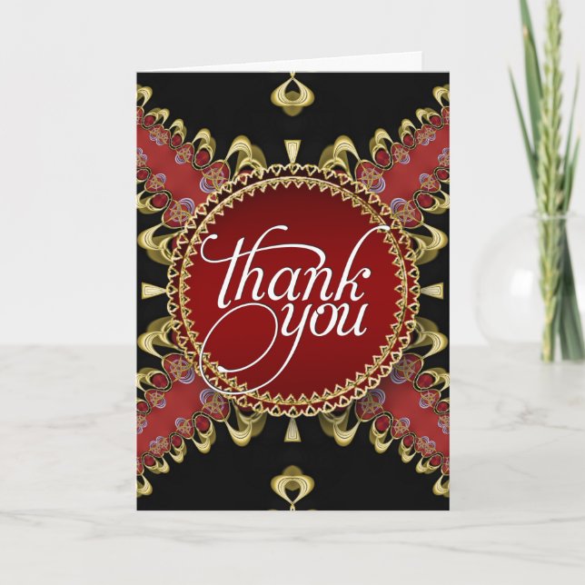 Tarjetas de agradecimiento Royal Red Gold Lace (Anverso)