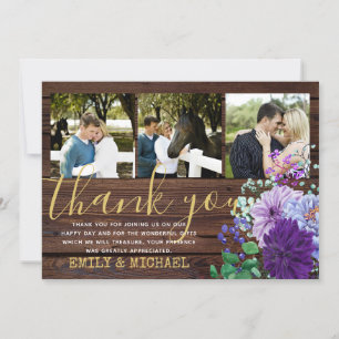 Tarjetas de agradecimiento rústicas con FOTOS Flor