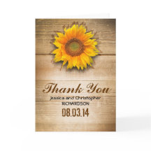 tarjetas de agradecimiento rústicas de girasol