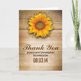 tarjetas de agradecimiento rústicas de girasol