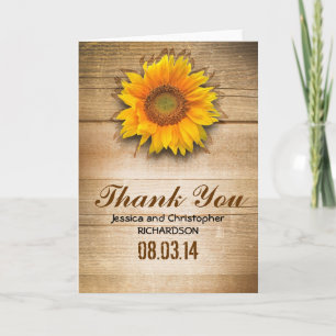 tarjetas de agradecimiento rústicas de girasol