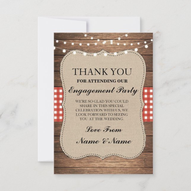 Tarjetas de Agradecimiento Rústicas de Madera y Ar (Anverso)