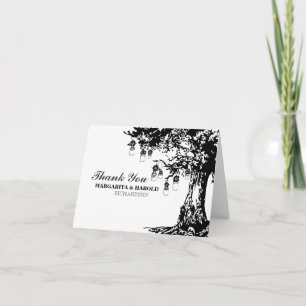 Tarjetas de agradecimiento rústicas negras y blanc
