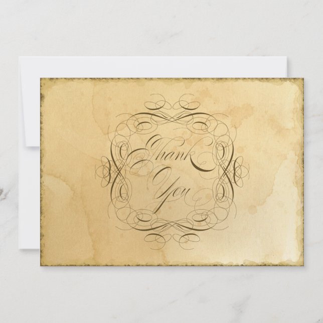 Tarjetas de agradecimiento Tea Stained Vintage Wed (Anverso)