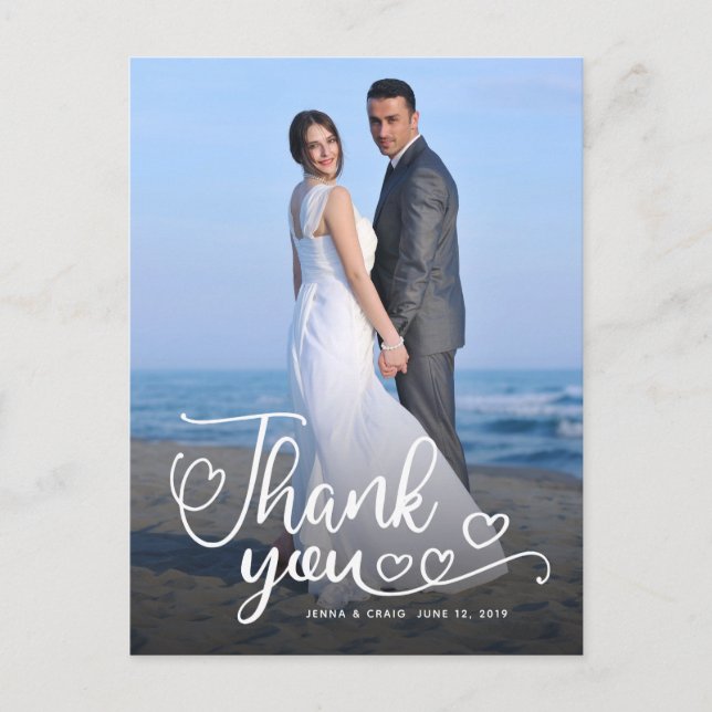 Tarjetas de agradecimiento tras la boda | Guión bl (Anverso)