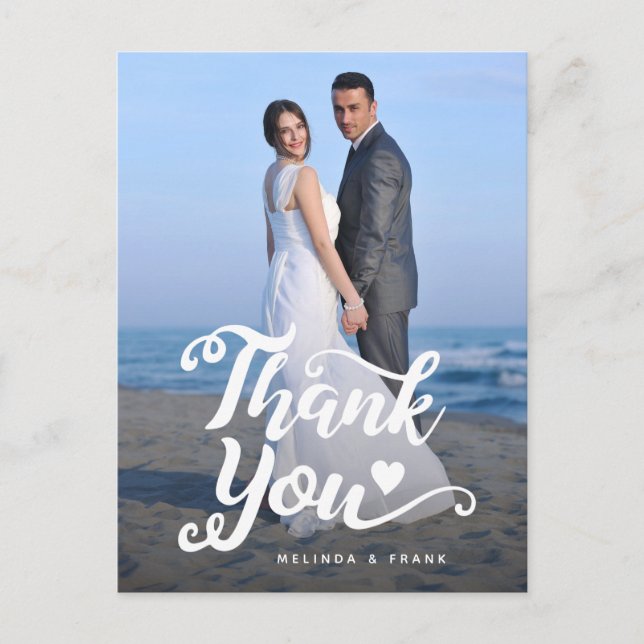 Tarjetas de agradecimiento tras la boda | Guión ma (Anverso)