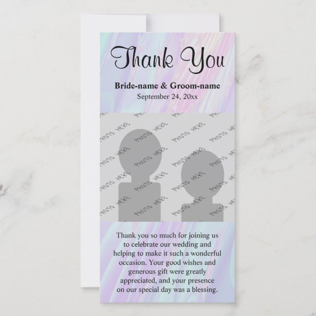 Tarjetas de agradecimiento tras la boda. Patrón de (Anverso)