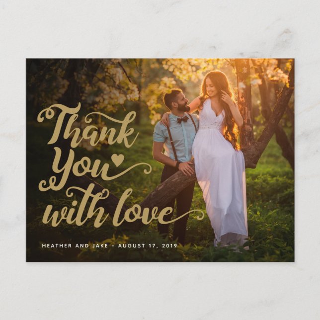 Tarjetas de agradecimiento tras la boda | Tipo De  (Anverso)