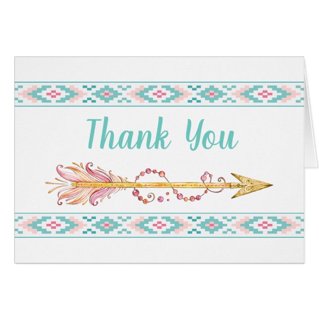 Tarjetas de agradecimiento Tribal Arrow Teepee (Anverso (Horizontal))