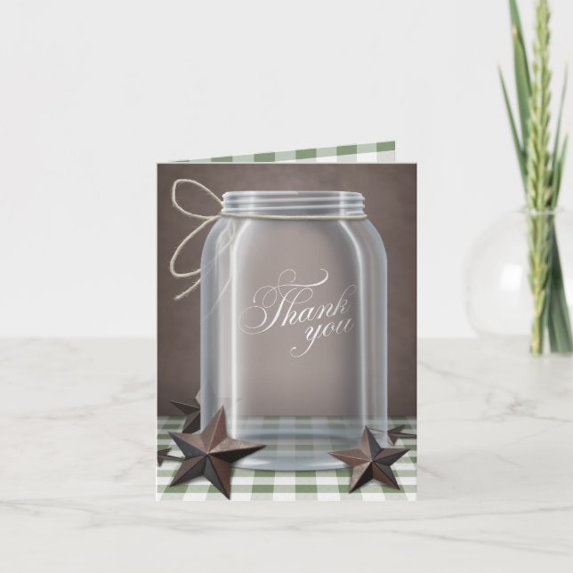 Tarjetas de agradecimiento verdes con estrellas rú (Anverso)