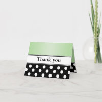Tarjetas de agradecimiento verdes con lunares negr