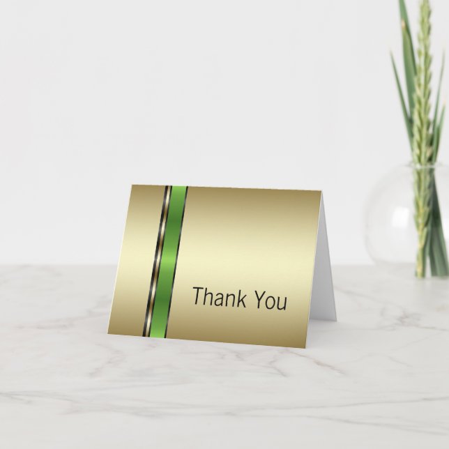 Tarjetas de agradecimiento verdes y doradas (Anverso)