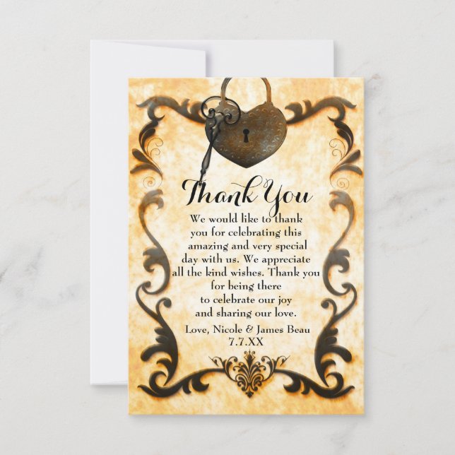 Tarjetas de agradecimiento vintage antiguas Heart  (Anverso)