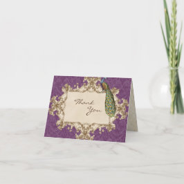 Tarjetas de agradecimiento vintage con pavo real y