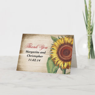 tarjetas de agradecimiento vintage de girasoles he