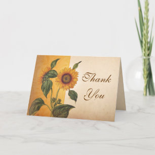 tarjetas de agradecimiento vintage de girasoles he