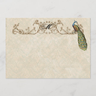 Tarjetas de agradecimiento vintage de pavo real y 