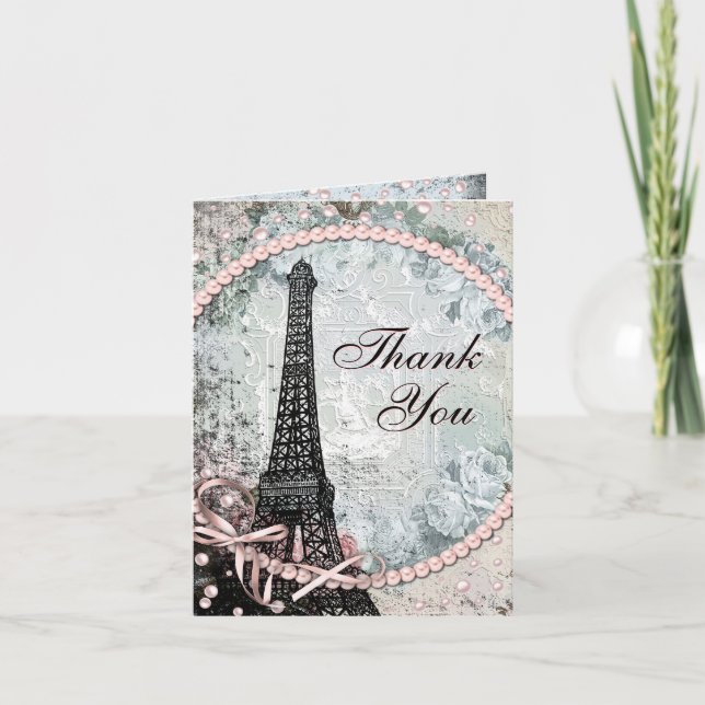 Tarjetas de agradecimiento Vintage París (Anverso)