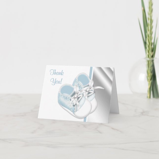 Tarjetas de agradecimiento zapatos de bebé blancos (Anverso)