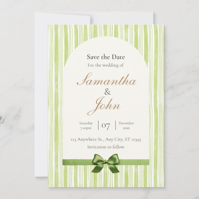Tarjetas de Ahorro de Fecha de Boda con Franja Ver (Anverso)