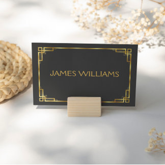 Tarjetas De Ajuste Art Deco Black And Gold Place