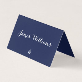 Tarjetas de ajuste de lugar azul náutico plegado