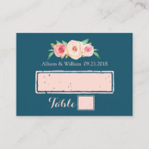 Tarjetas de ajuste floral Rubor Blue Pink