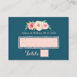 Tarjetas de ajuste floral Rubor Blue Pink