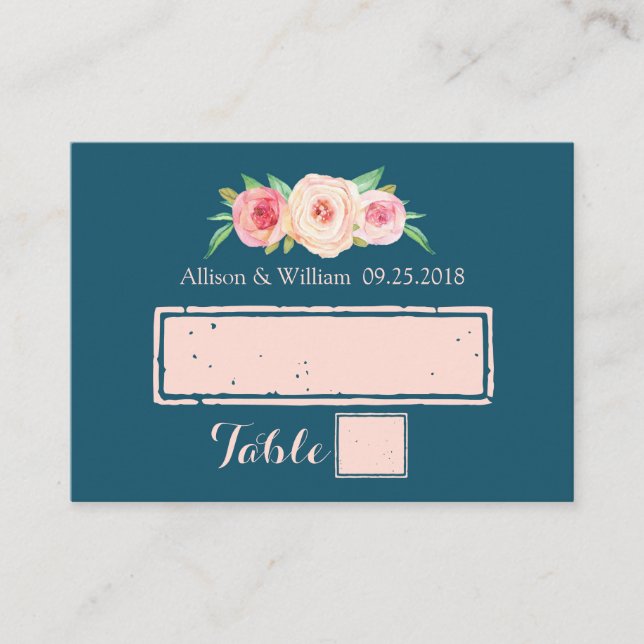 Tarjetas de ajuste floral Rubor Blue Pink (Anverso)