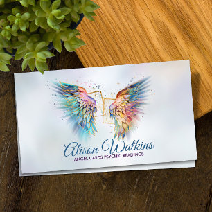 Tarjetas de alas de ángel brillantes coloridas
