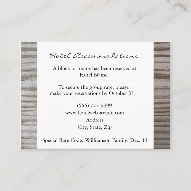 Tarjetas de alojamiento Band Wood Hotel (Anverso)