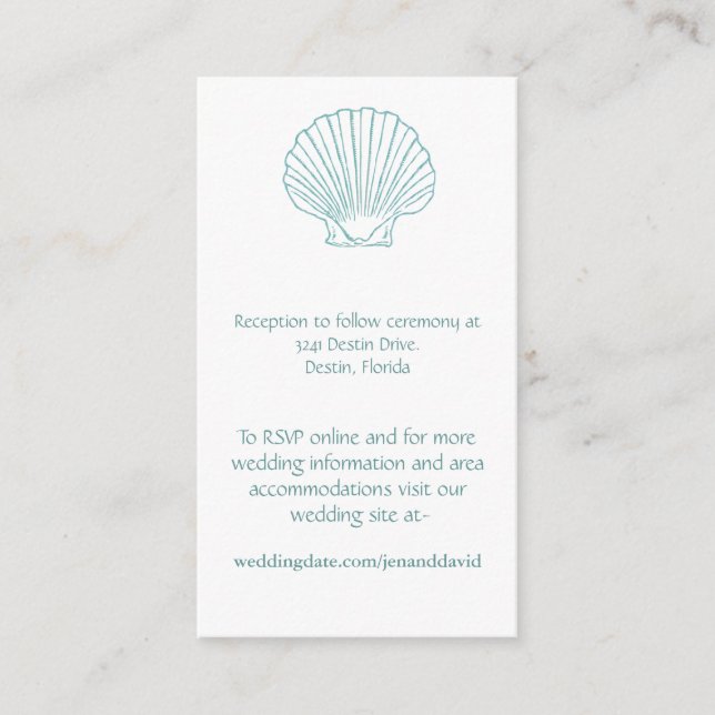 Tarjetas de alojamiento Beach Wedding (Anverso)