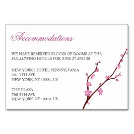 Tarjetas de alojamiento Boda Cherry Blossom