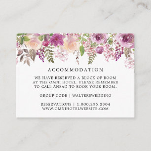 Tarjetas de alojamiento Boda floral Purple Lilac