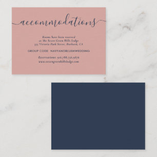 Tarjetas de alojamiento Boda Rubor azul de la Mari