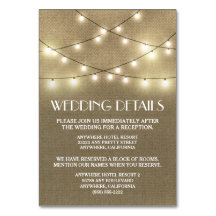 Tarjetas de alojamiento Burlap Wedding